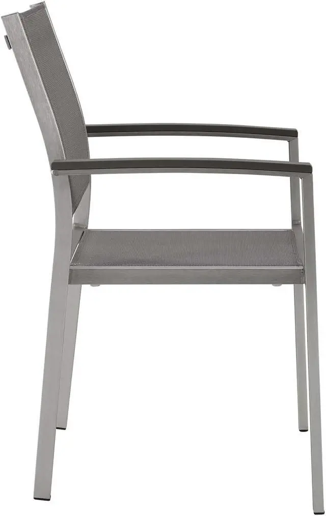 Alt view image 2 of 4 - Shore Outdoor Patio Aluminum Dining Chair - Silver Gray