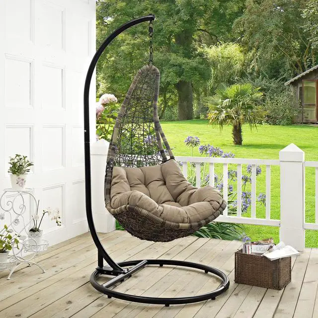 Alt view image 4 of 11 - Abate Outdoor Patio Swing Chair With Stand - Black Mocha
