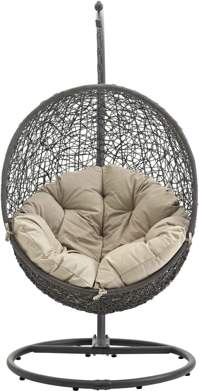 Alt view image 2 of 11 - Hide Outdoor Patio Swing Chair With Stand - Gray Beige