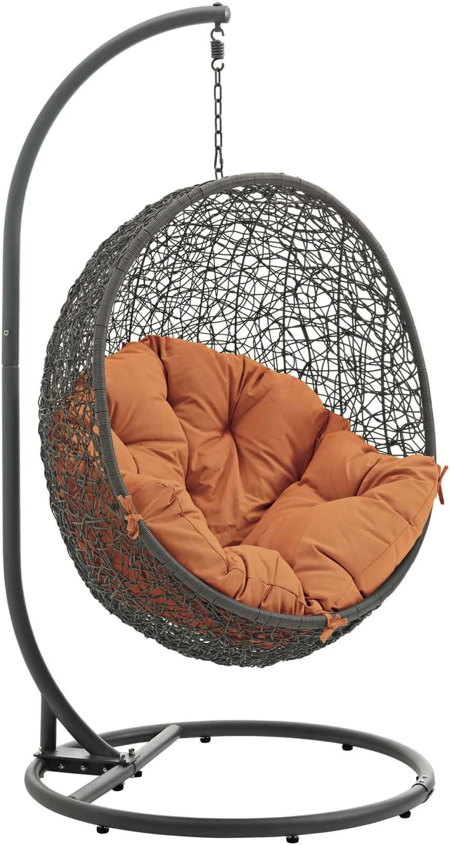 Main image of Hide Outdoor Patio Swing Chair With Stand - Gray Orange