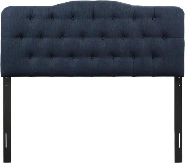 Alt view image 3 of 4 - Annabel Queen Upholstered Fabric Headboard - Navy