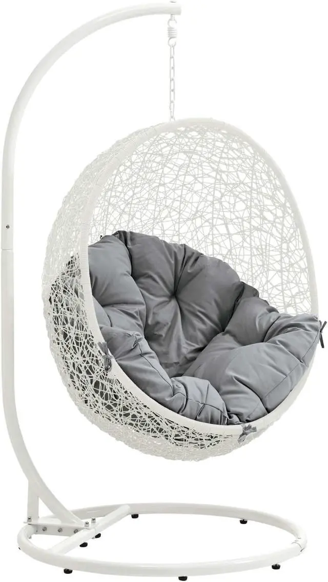 Main image of Hide Outdoor Patio Swing Chair With Stand - White Gray