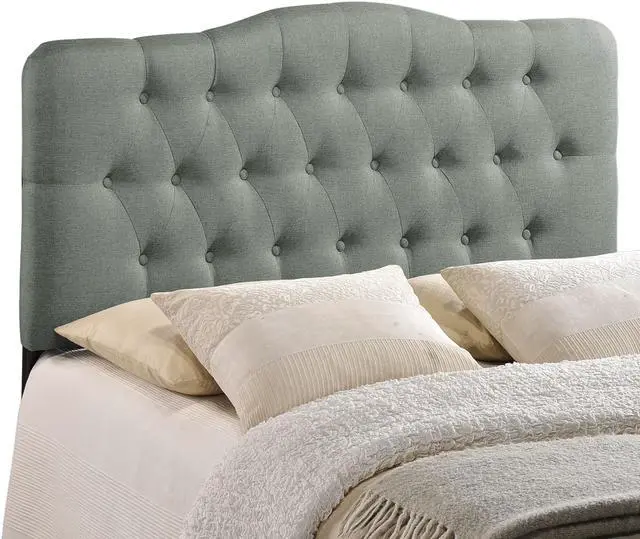 Main image of Annabel Queen Upholstered Fabric Headboard - Gray