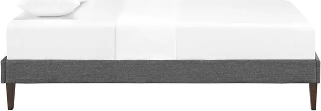 Alt view image 3 of 5 - Tessie Twin Fabric Bed Frame with Squared Tapered Legs - Gray