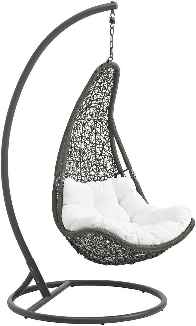 Main image of Abate Outdoor Patio Swing Chair With Stand - Gray White