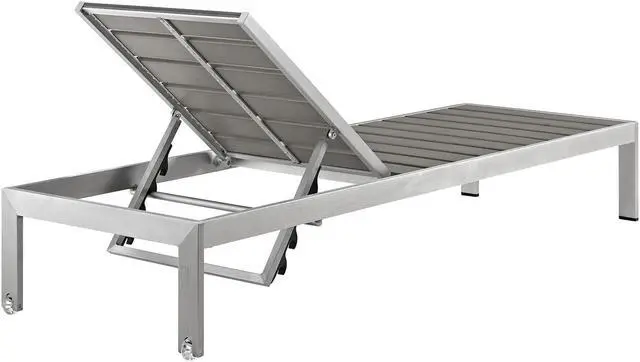 Alt view image 4 of 5 - Shore Chaise Outdoor Patio Aluminum Set of 6 - Silver Gray