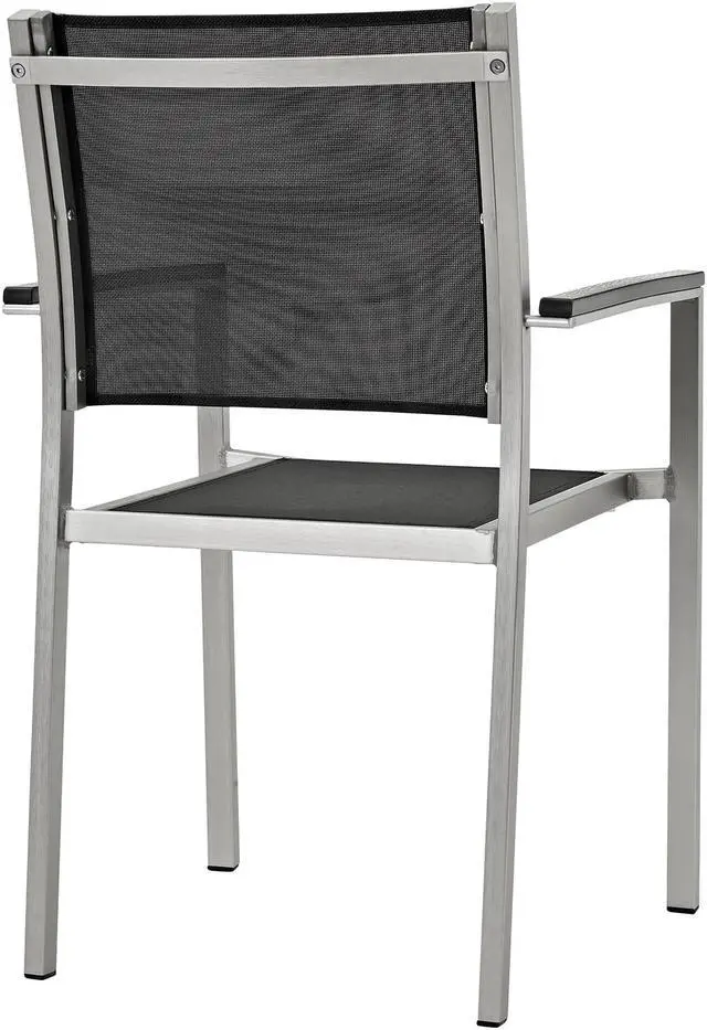 Alt view image 3 of 4 - Shore Outdoor Patio Aluminum Dining Chair - Silver Black