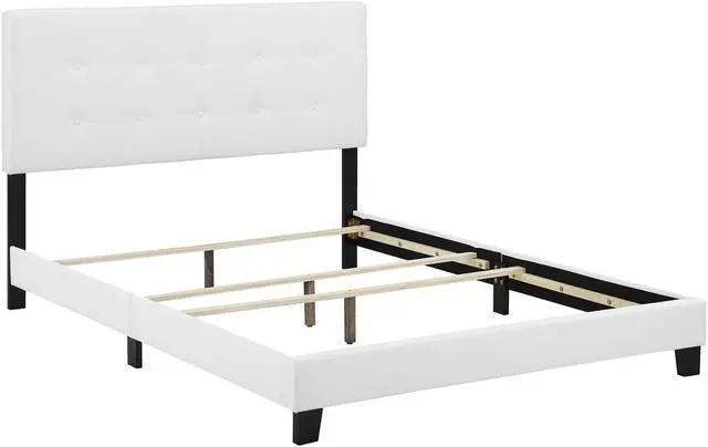 Alt view image 2 of 5 - Amira Queen Upholstered Fabric Bed - White