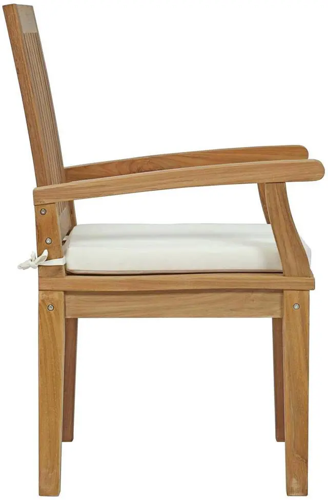 Alt view image 3 of 6 - Marina 7 Piece Outdoor Patio Teak Outdoor Dining Set - Natural White