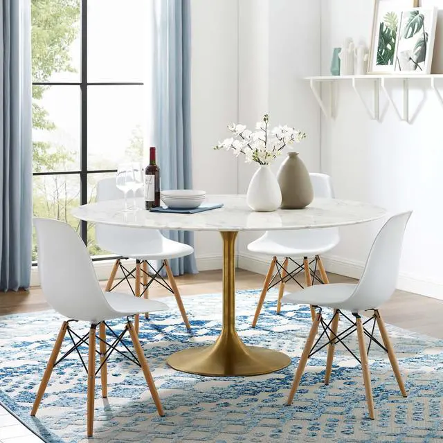Alt view image 4 of 4 - Lippa 60" Round Dining Table - Gold White