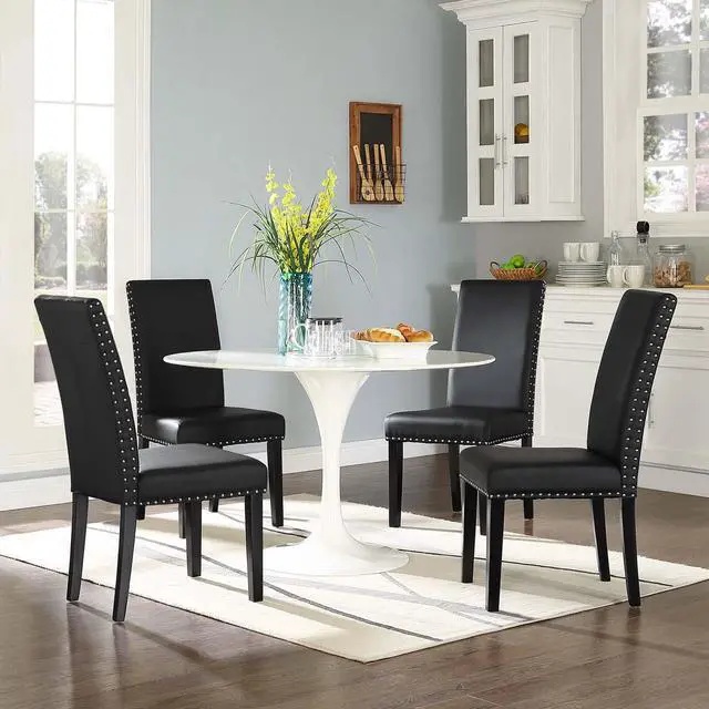 Alt view image 5 of 5 - Parcel Dining Side Chair Vinyl Set of 4 - Black