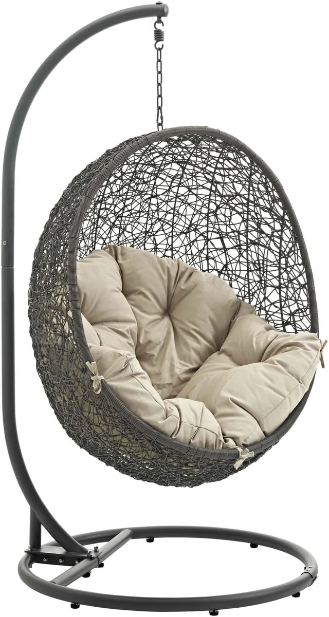 Main image of Hide Outdoor Patio Swing Chair With Stand - Gray Beige