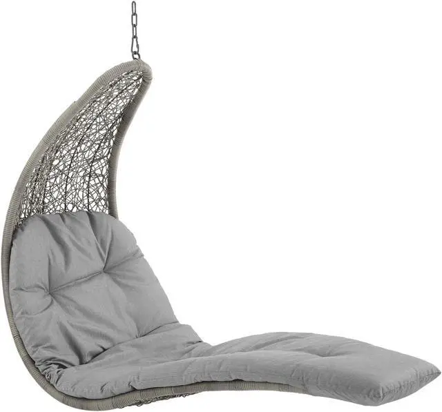 Alt view image 3 of 5 - Landscape Hanging Chaise Lounge Outdoor Patio Swing Chair - Light Gray Gray