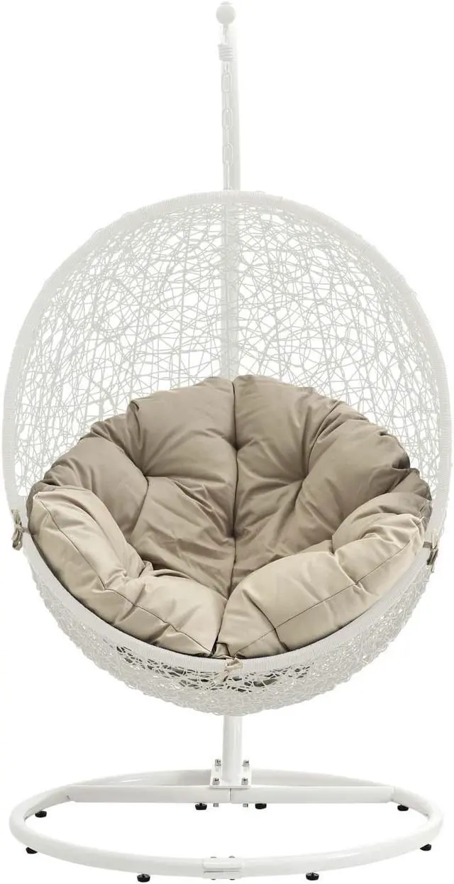 Alt view image 2 of 11 - Hide Outdoor Patio Swing Chair With Stand - White Beige