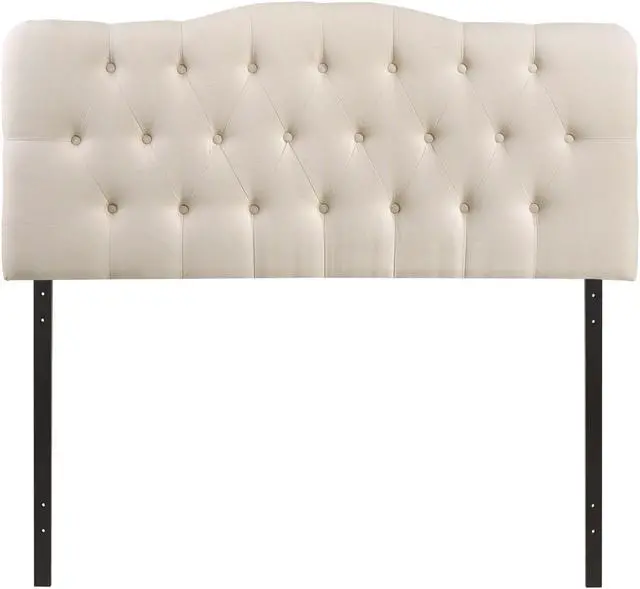 Alt view image 4 of 4 - Annabel Queen Upholstered Fabric Headboard - Ivory