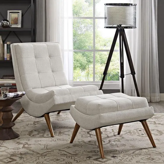 Alt view image 4 of 4 - Ramp Upholstered Fabric Lounge Chair Set - Sand