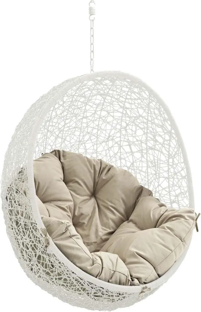 Alt view image 3 of 11 - Hide Outdoor Patio Swing Chair With Stand - White Beige