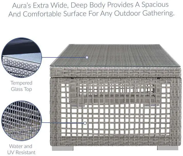 Alt view image 2 of 6 - Aura Rattan Outdoor Patio Coffee Table - Gray