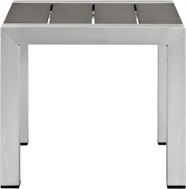Alt view image 2 of 4 - Shore Outdoor Patio Aluminum Side Table - Silver Gray