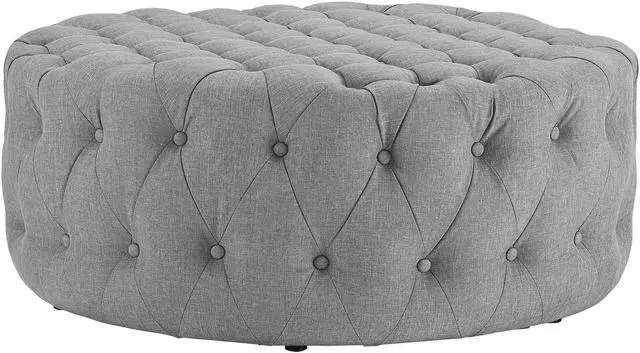 Alt view image 2 of 5 - Amour Upholstered Fabric Ottoman - Light Gray