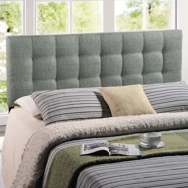 Alt view image 2 of 2 - Lily King Upholstered Fabric Headboard - Gray