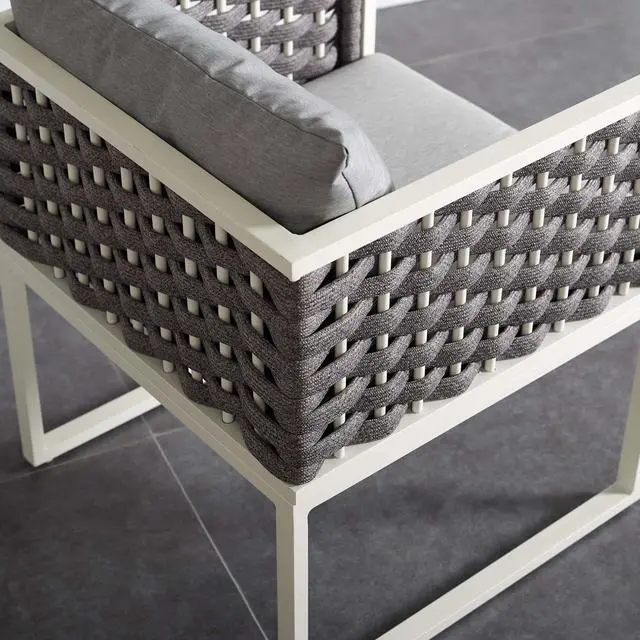 Alt view image 5 of 6 - Stance Outdoor Patio Aluminum Dining Armchair - White Gray