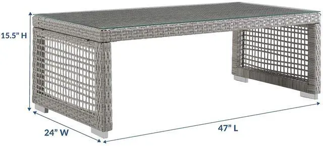 Alt view image 4 of 6 - Aura Rattan Outdoor Patio Coffee Table - Gray