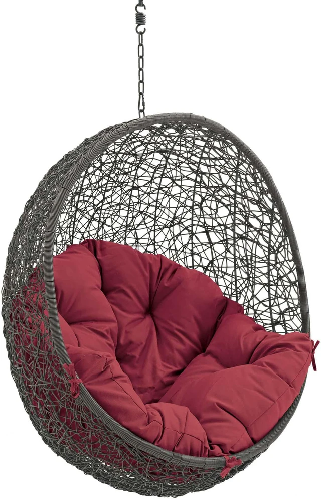 Alt view image 3 of 11 - Hide Outdoor Patio Swing Chair With Stand - Gray Red