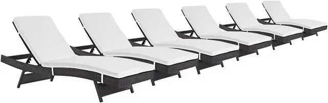 Main image of Convene Chaise Outdoor Patio Set of 6 - Espresso White