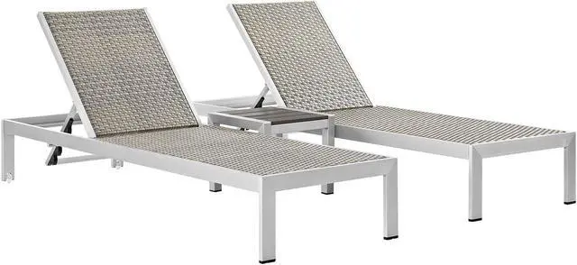 Main image of Shore 3 Piece Outdoor Patio Aluminum Set - Silver Gray