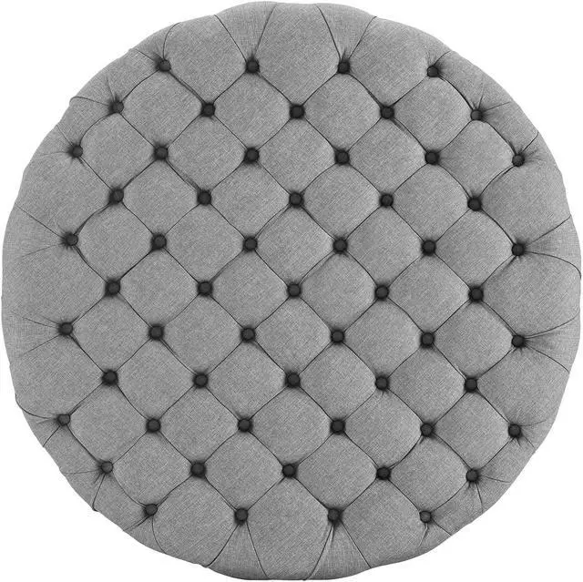 Alt view image 3 of 5 - Amour Upholstered Fabric Ottoman - Light Gray