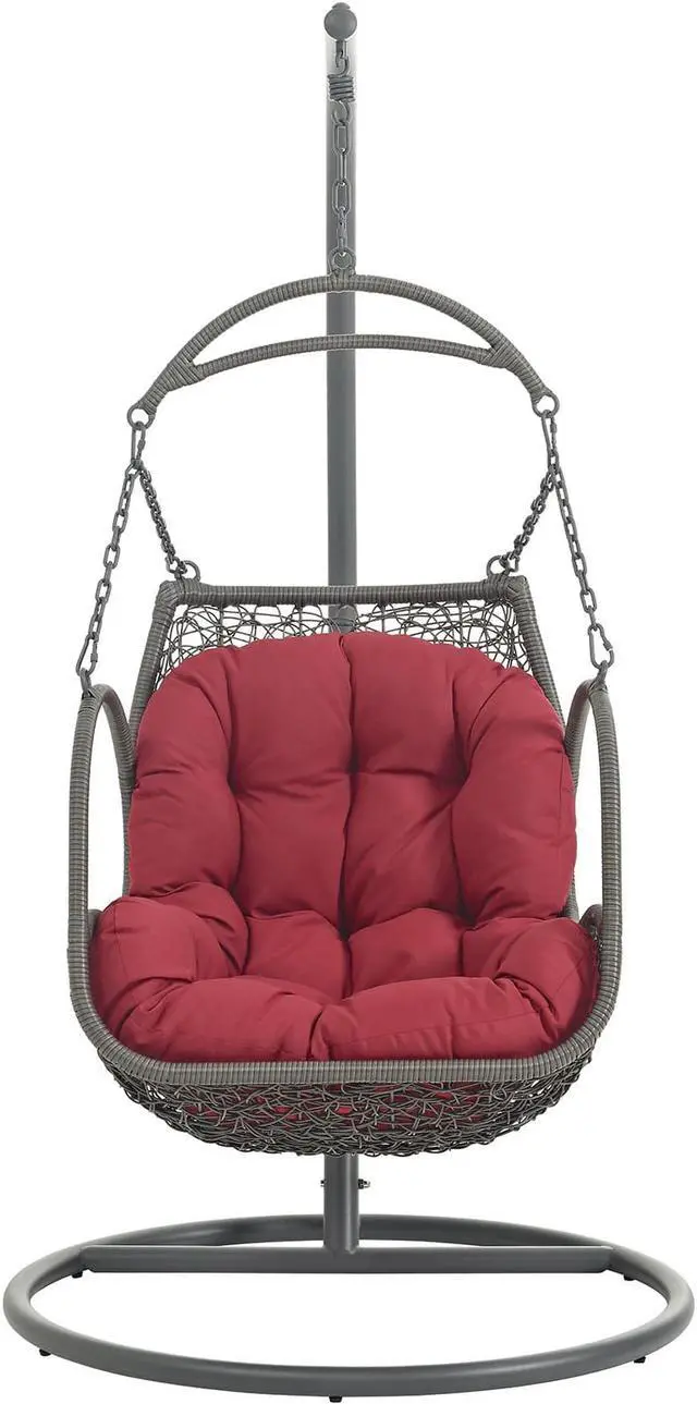 Alt view image 2 of 11 - Arbor Outdoor Patio Wood Swing Chair - Red