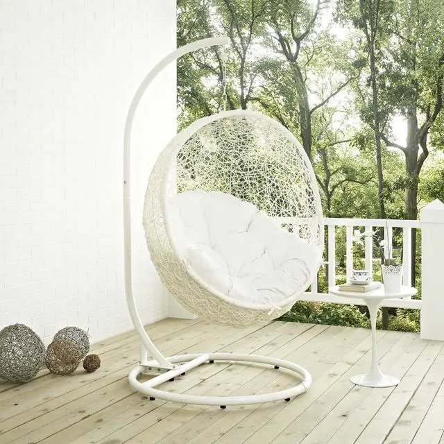 Alt view image 4 of 11 - Hide Outdoor Patio Swing Chair With Stand - White