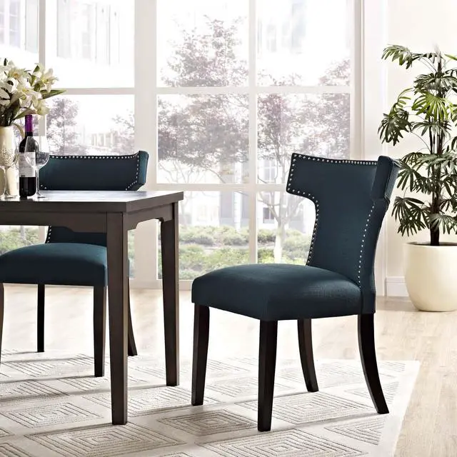 Alt view image 4 of 4 - Curve Fabric Dining Chair - Azure