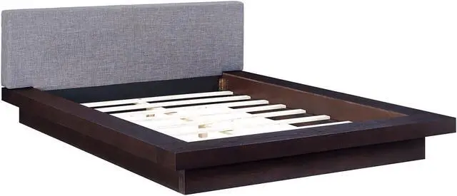 Alt view image 2 of 5 - Freja Queen Fabric Platform Bed - Cappuccino Gray