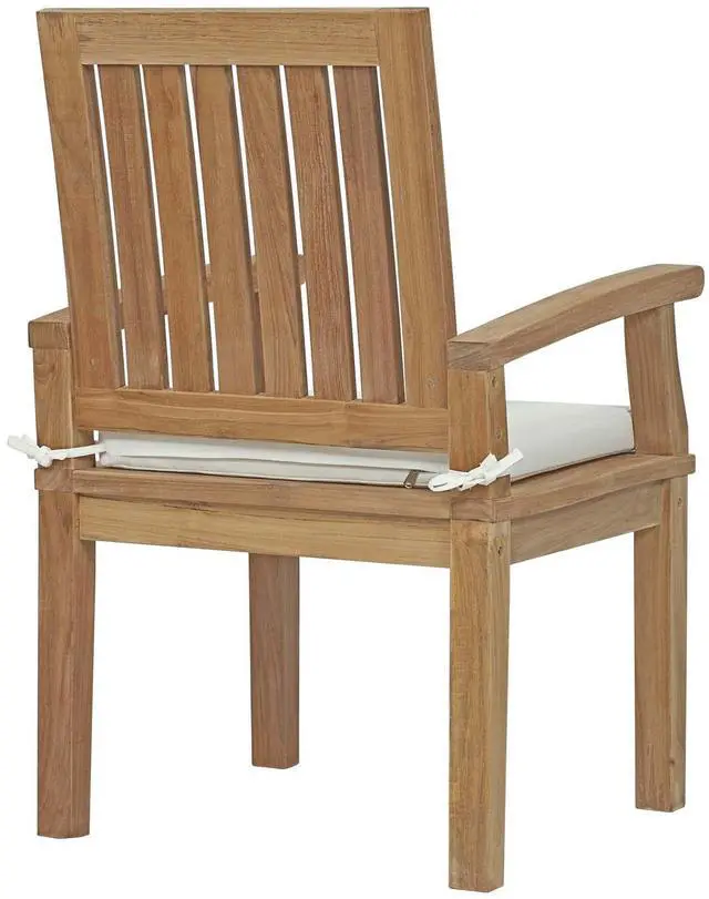 Alt view image 4 of 6 - Marina 7 Piece Outdoor Patio Teak Outdoor Dining Set - Natural White