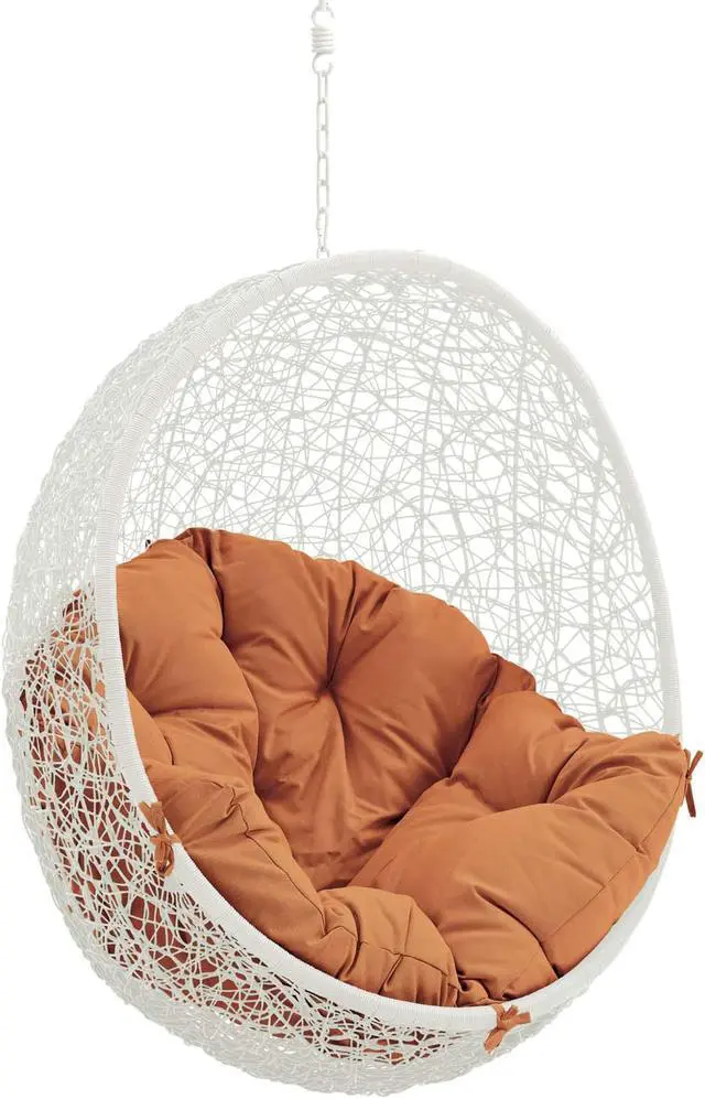Alt view image 3 of 11 - Hide Outdoor Patio Swing Chair With Stand - White Orange