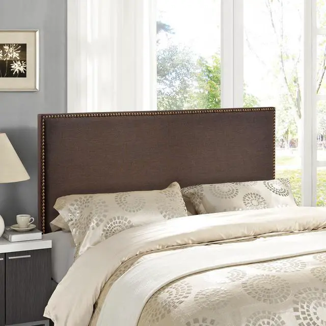 Alt view image 4 of 4 - Region Queen Nailhead Upholstered Headboard - Dark Brown