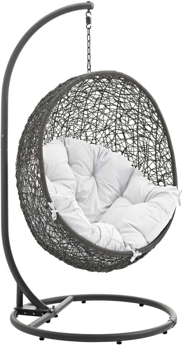 Main image of Hide Outdoor Patio Swing Chair With Stand - Gray White