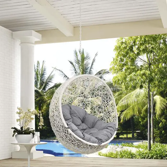 Alt view image 3 of 10 - Hide Outdoor Patio Swing Chair Without Stand - White Gray