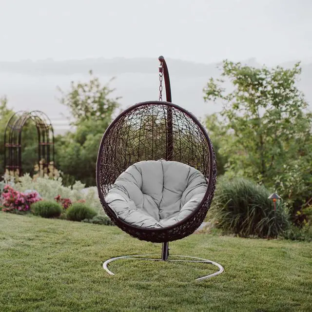 Alt view image 4 of 11 - Encase Swing Outdoor Patio Lounge Chair - Gray