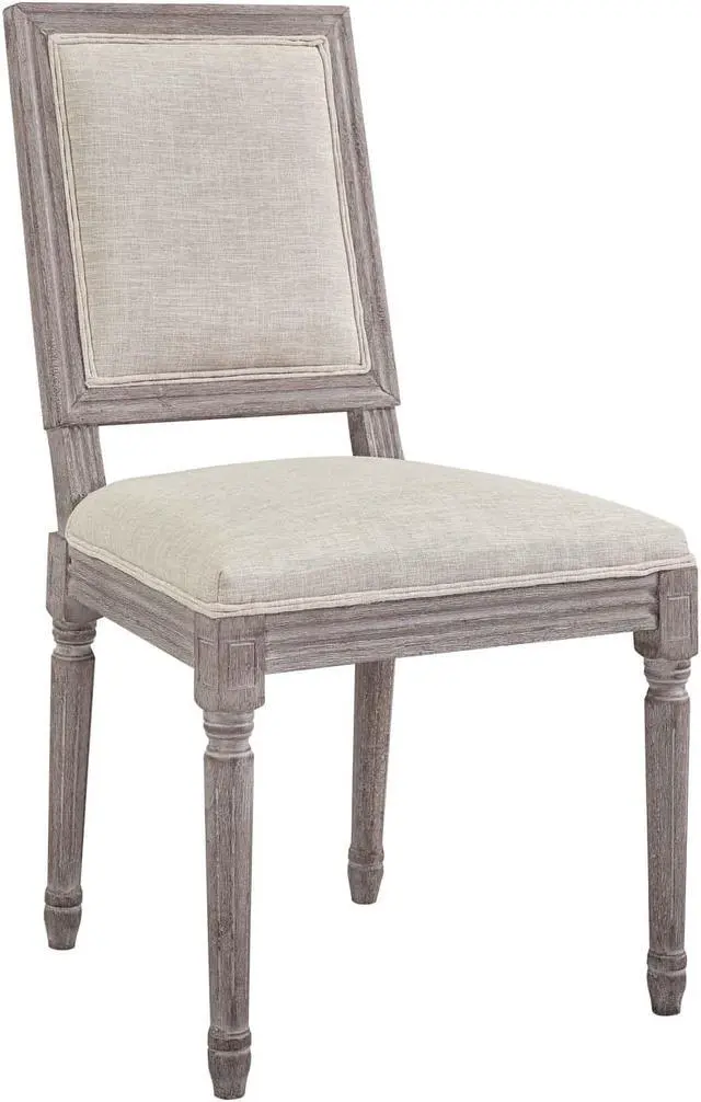 Main image of Court Vintage French Upholstered Fabric Dining Side Chair - Beige