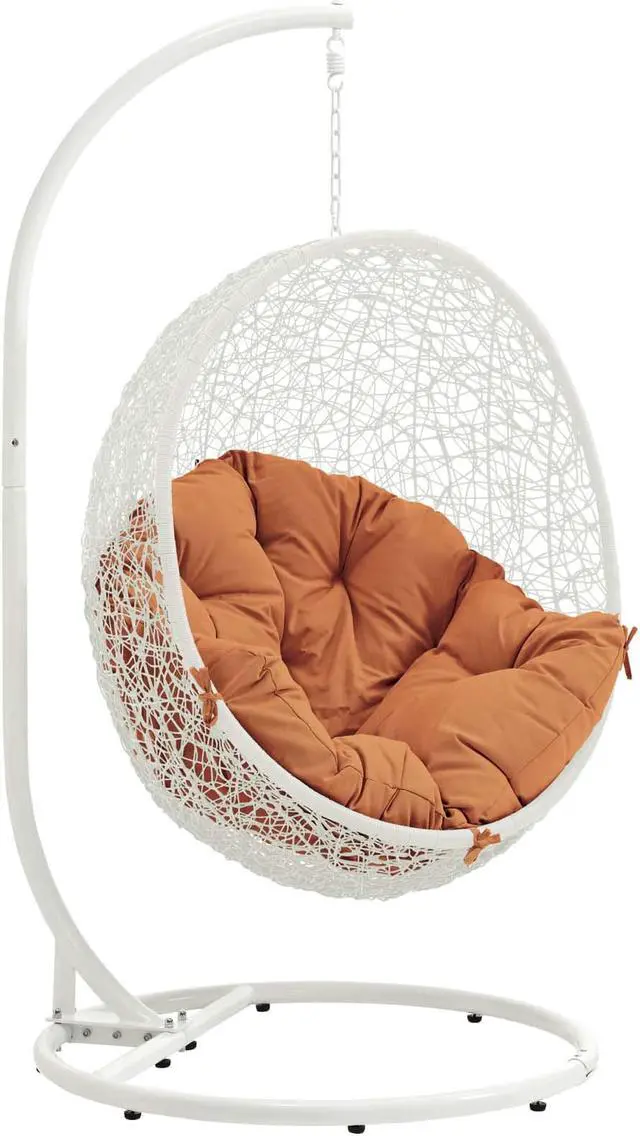 Main image of Hide Outdoor Patio Swing Chair With Stand - White Orange