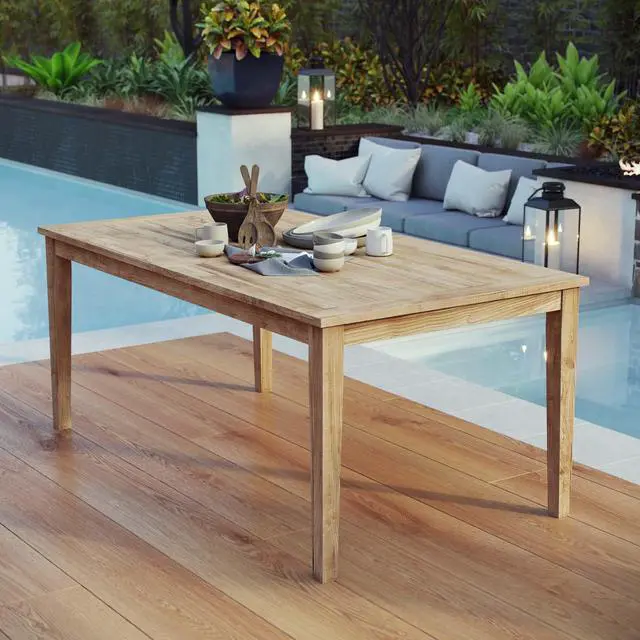 Alt view image 4 of 4 - Marina Outdoor Patio Teak Dining Table - Natural
