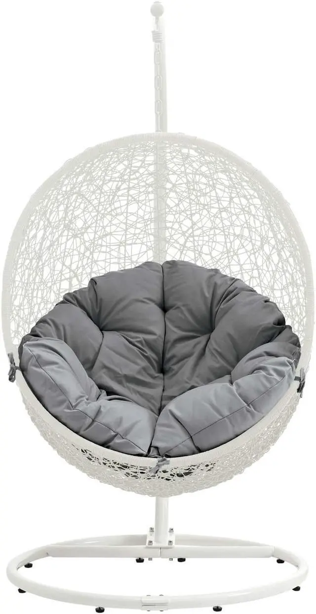 Alt view image 2 of 11 - Hide Outdoor Patio Swing Chair With Stand - White Gray