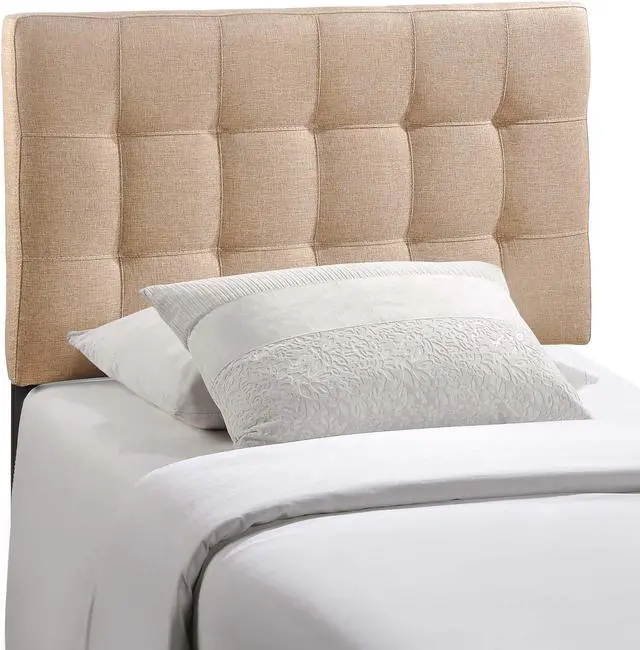 Main image of Lily Twin Upholstered Fabric Headboard - Beige