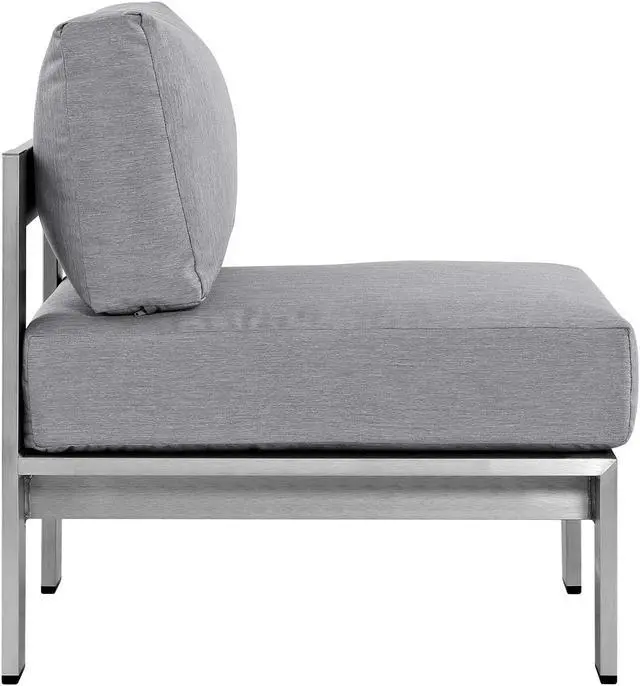 Alt view image 2 of 4 - Shore Armless Outdoor Patio Aluminum Chair - Silver Gray
