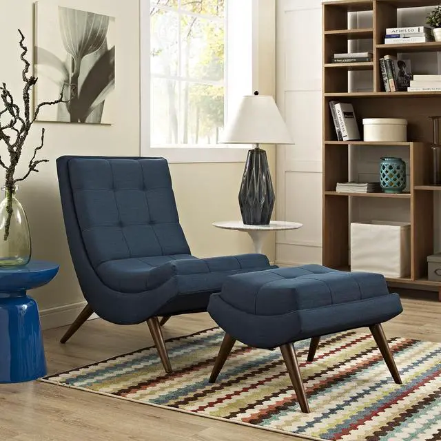 Alt view image 4 of 4 - Ramp Upholstered Fabric Lounge Chair Set - Azure