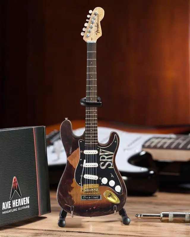 Alt view image 4 of 9 - Axe Heaven Fender Stratocaster - Classic Sunburst Finish Officially Licensed Miniature Guitar Replica (SRV Edition)