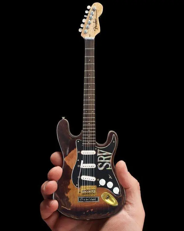 Alt view image 6 of 9 - Axe Heaven Fender Stratocaster - Classic Sunburst Finish Officially Licensed Miniature Guitar Replica (SRV Edition)